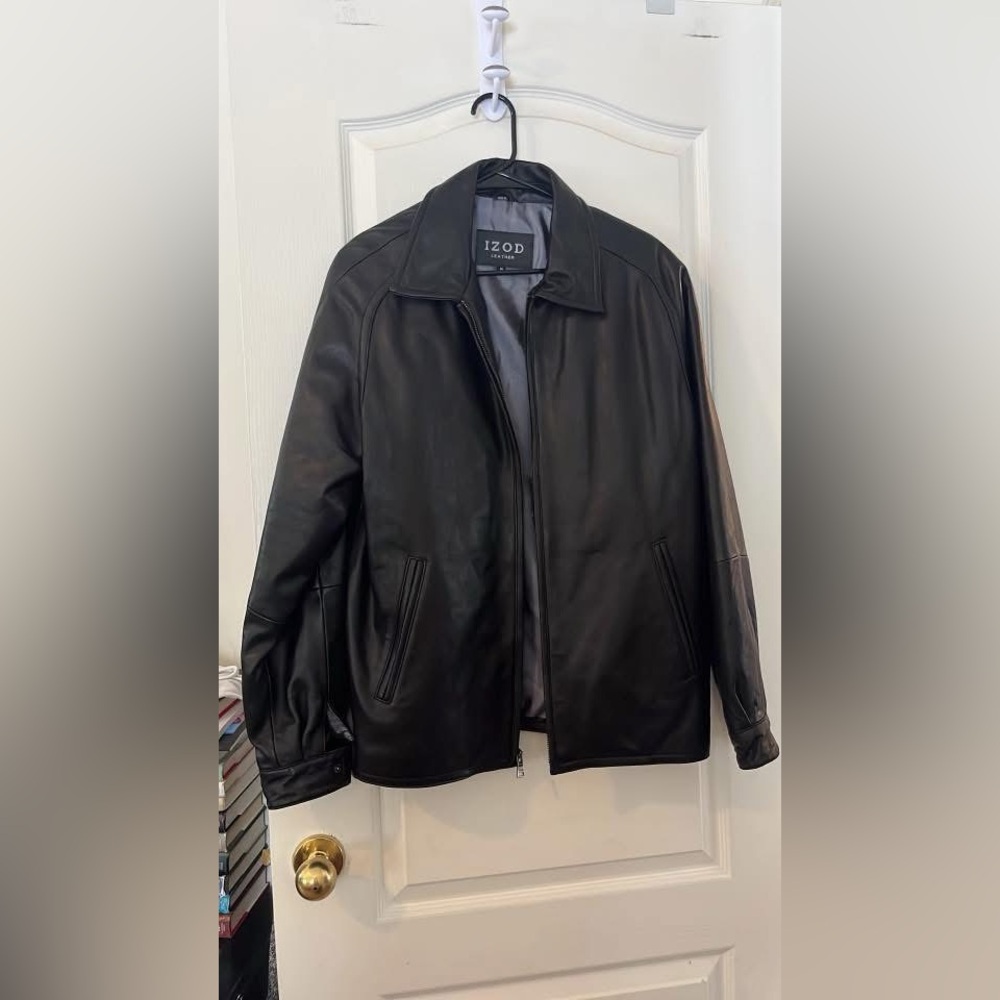 IZOD Men's Black Leather Jacket
